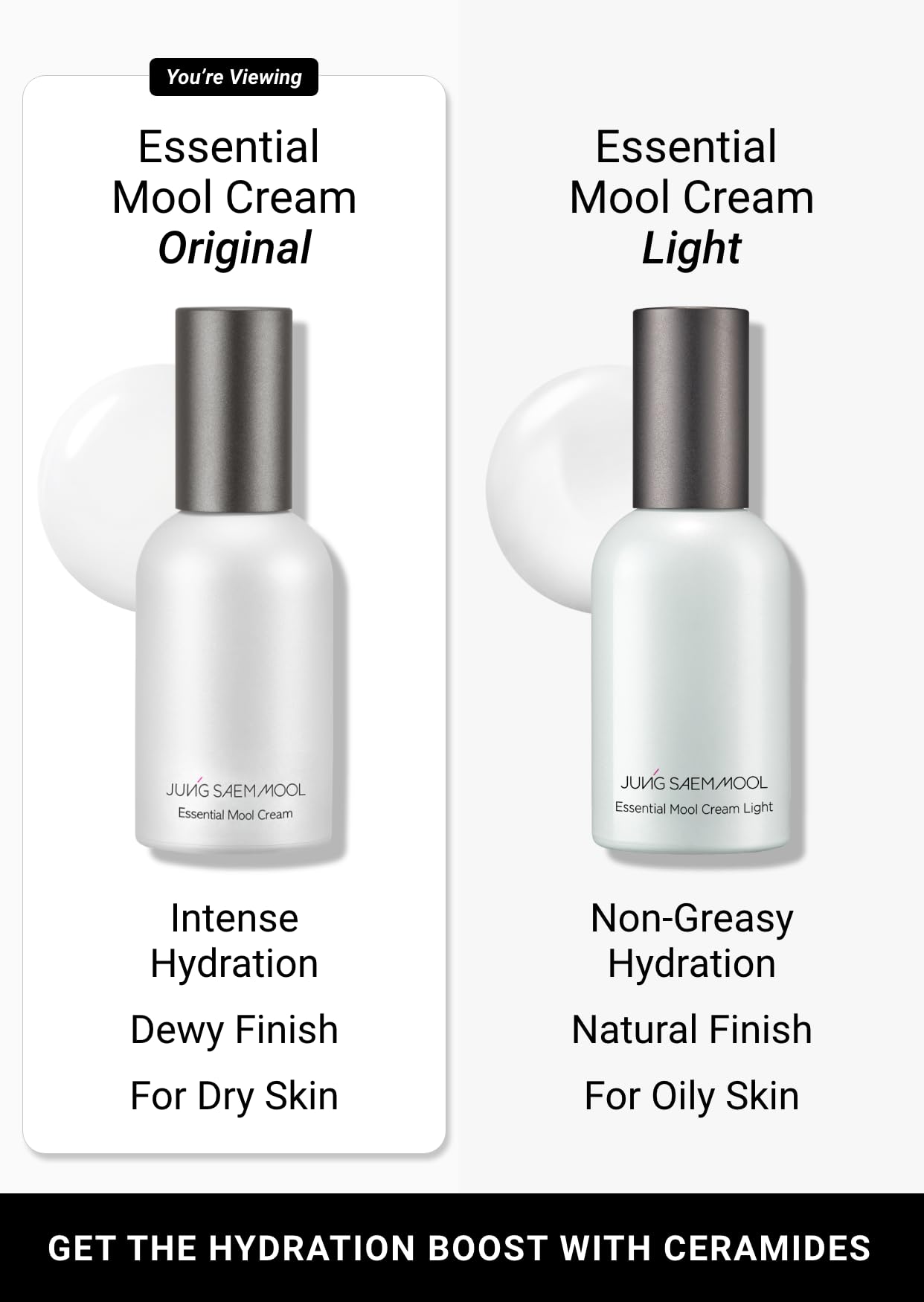 Jung Saem Mool Essential Mool Cream glow on hydrated skin.