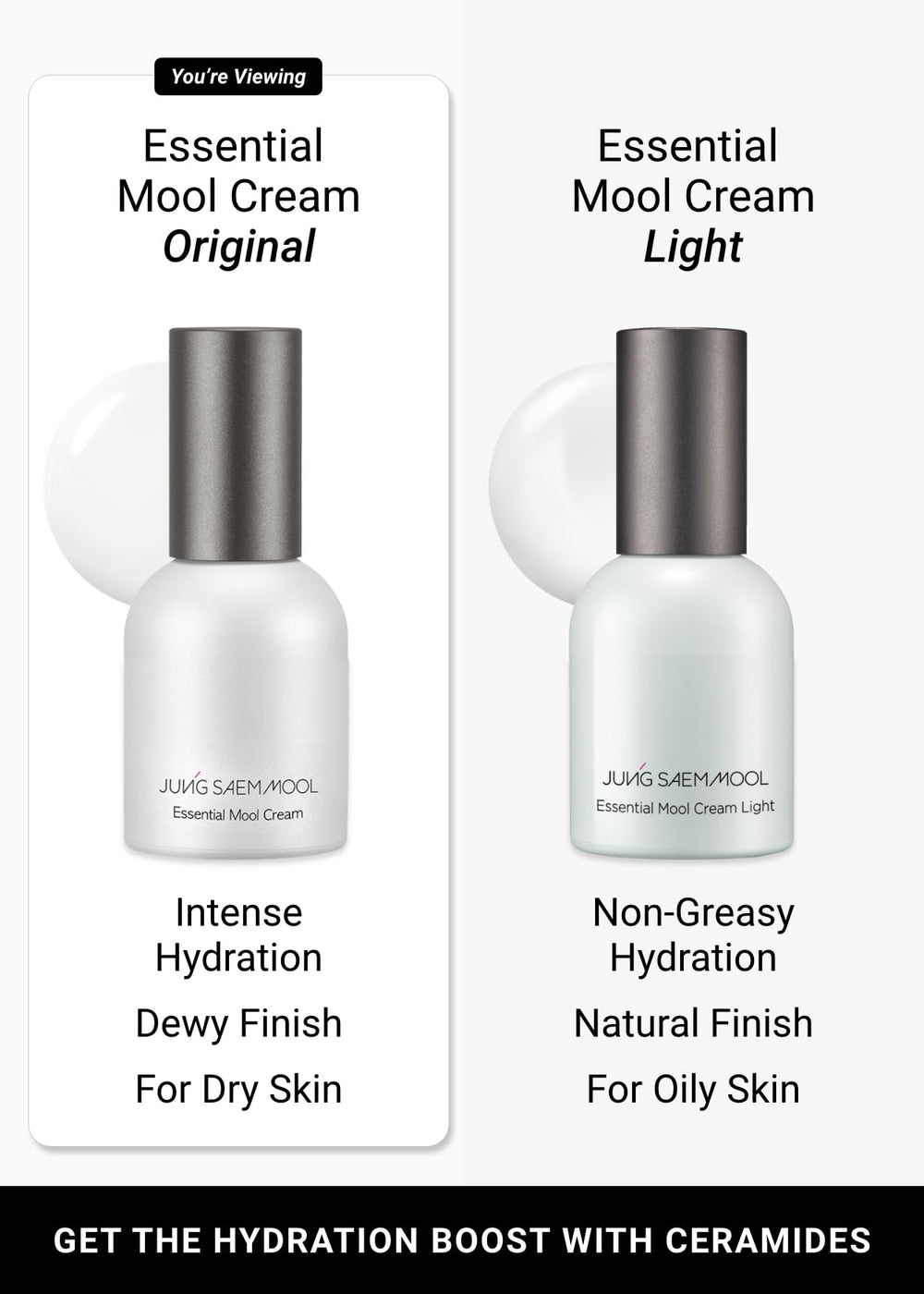 Jung Saem Mool Essential Mool Cream swatch reveals smooth, hydrated finish