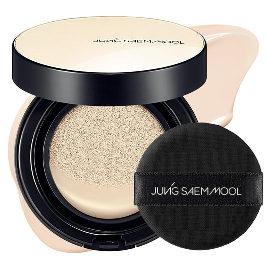 Jung Saem Mool Essential Skin Nude Cushion bottle close-up showing natural radiant finish.