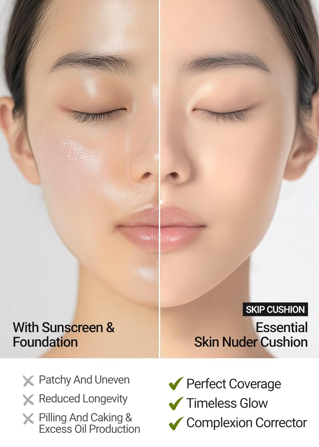 Close-up of cushion texture delivering pore-blurring and even tone.