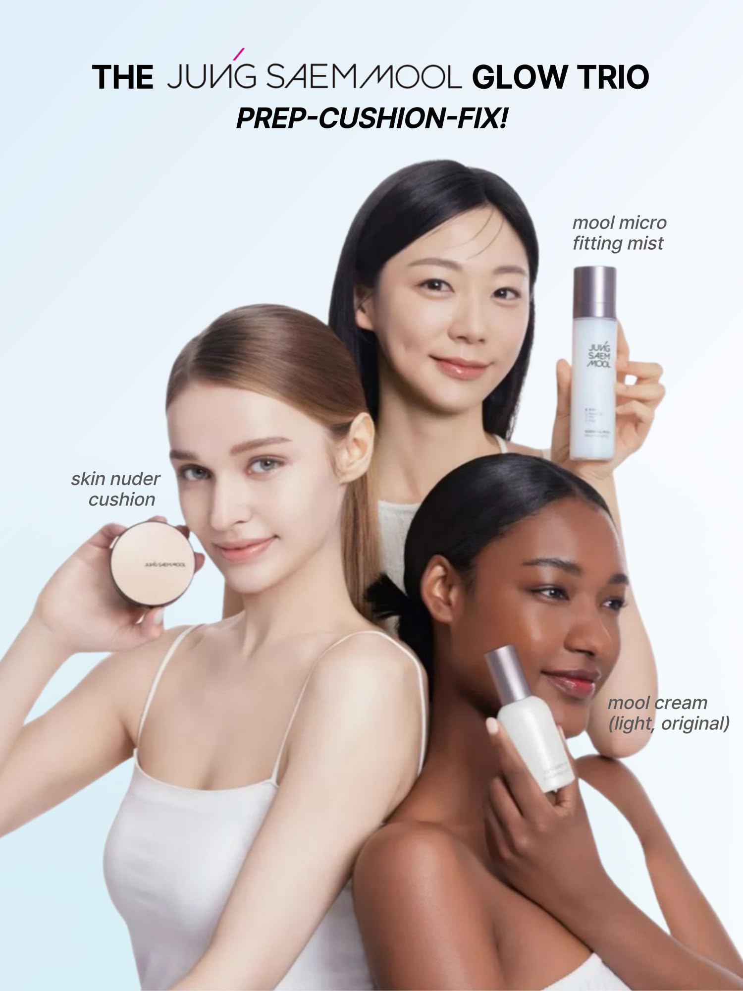 Jung Saem Mool Essential Skin Nuder Cushion light coverage for a sheer to buildable look.