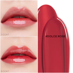Jung Saem Mool Lip-Pression Glow Lasting Tint on lips demonstrates smooth comfortable application