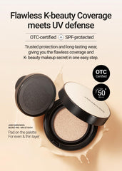 Refill-enabled cushion image emphasizing ongoing use with less waste.