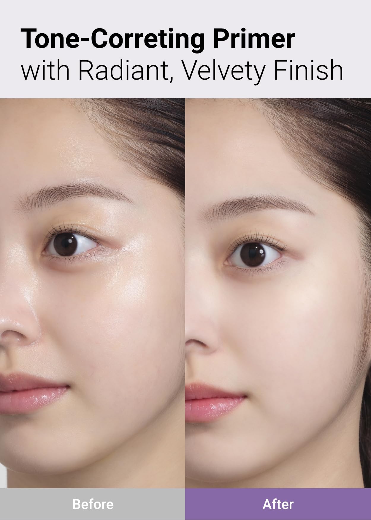 Jungsaemool Pro-Lasting Primer Bare Lavender swatch on skin boosts radiance.