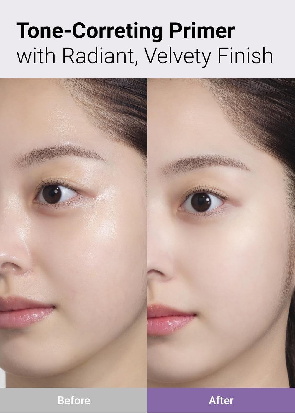 Jungsaemool Pro-Lasting Primer Bare Lavender swatch on skin boosts radiance.