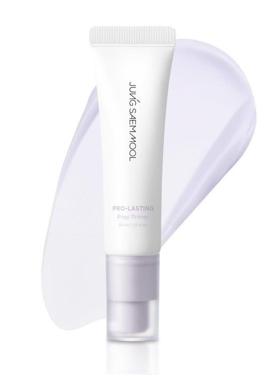 Jungsaemool Pro-Lasting Primer Bare Lavender bottle preps skin with even tone.