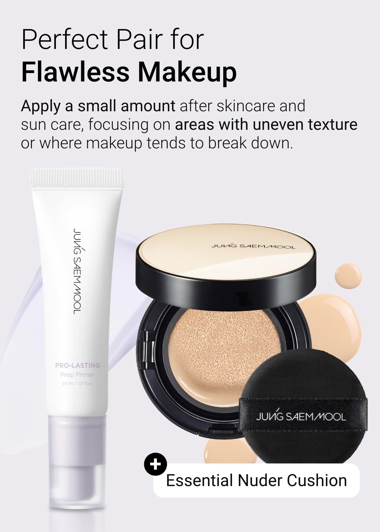 Jungsaemool Pro-Lasting Primer Bare Lavender enhances longevity of makeup.