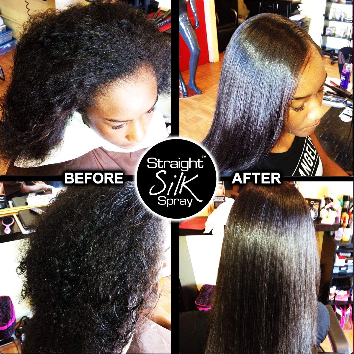 Hair with JuniorLabs Straight Silk Spray after styling looks straight and smooth.