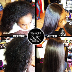 Hair with JuniorLabs Straight Silk Spray after styling looks straight and smooth.