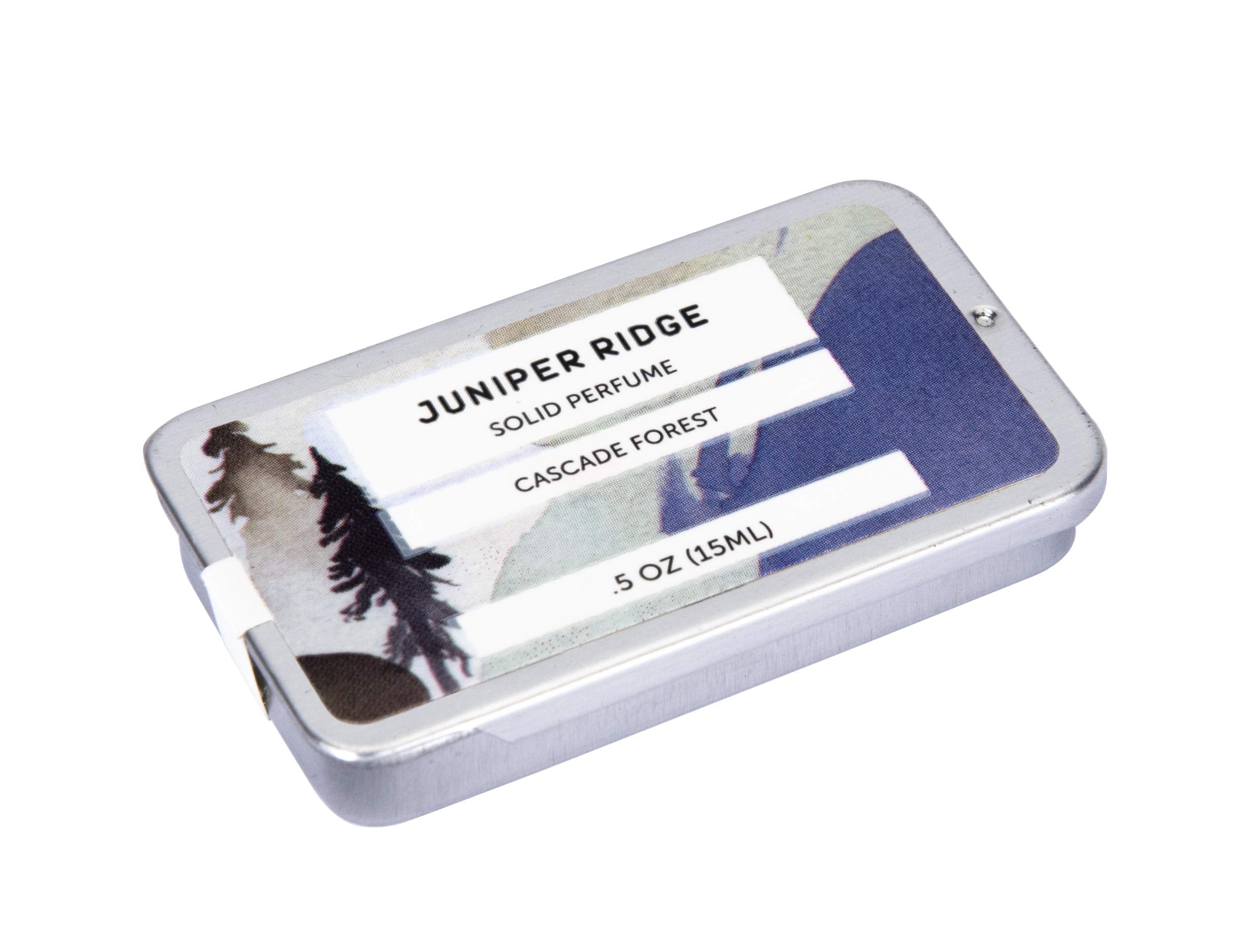 Juniper Ridge solid perfume bar application for wrists and neck.