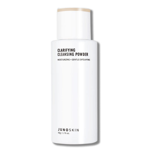 JUNO & Co cleansing powder bottle, travel-friendly packaging for daily use.