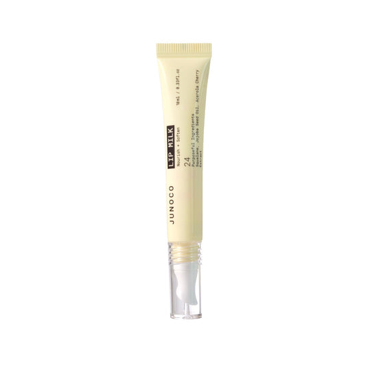 JUNO & Co. Lip Milk jar closeup showing milky texture for smooth lip prep