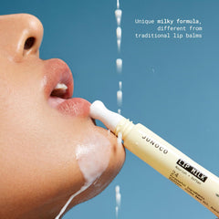 Beads with jojoba oil melting into lips in JUNO & Co. Lip Milk