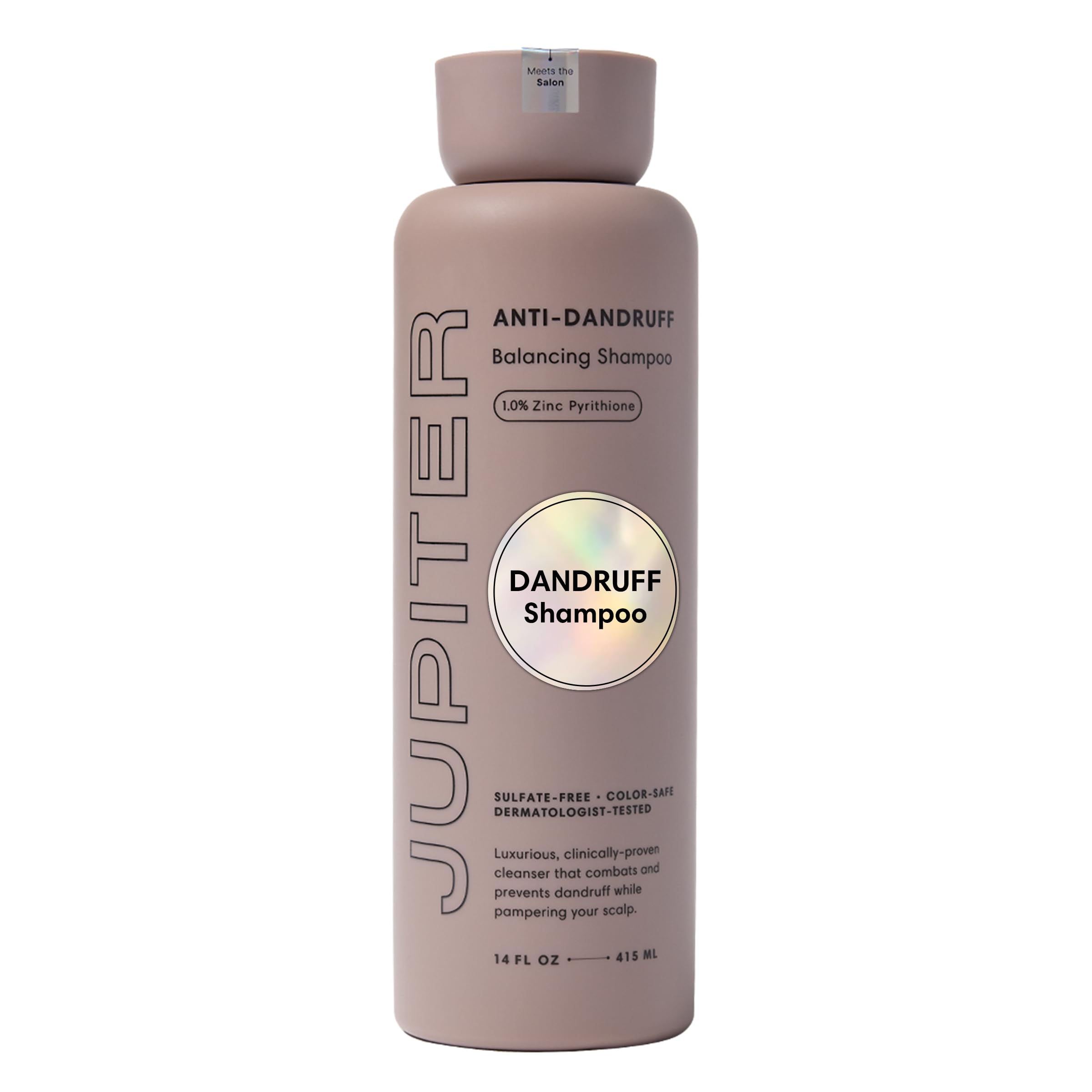 Jupiter anti-dandruff shampoo bottle designed for scalp balance and flake reduction.