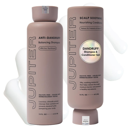 Jupiter Balance Shampoo bottle for a gentle cleanse that preserves natural oils on the scalp.
