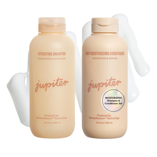 Jupiter Hydrating Shampoo bottle highlighting daily moisture for hair