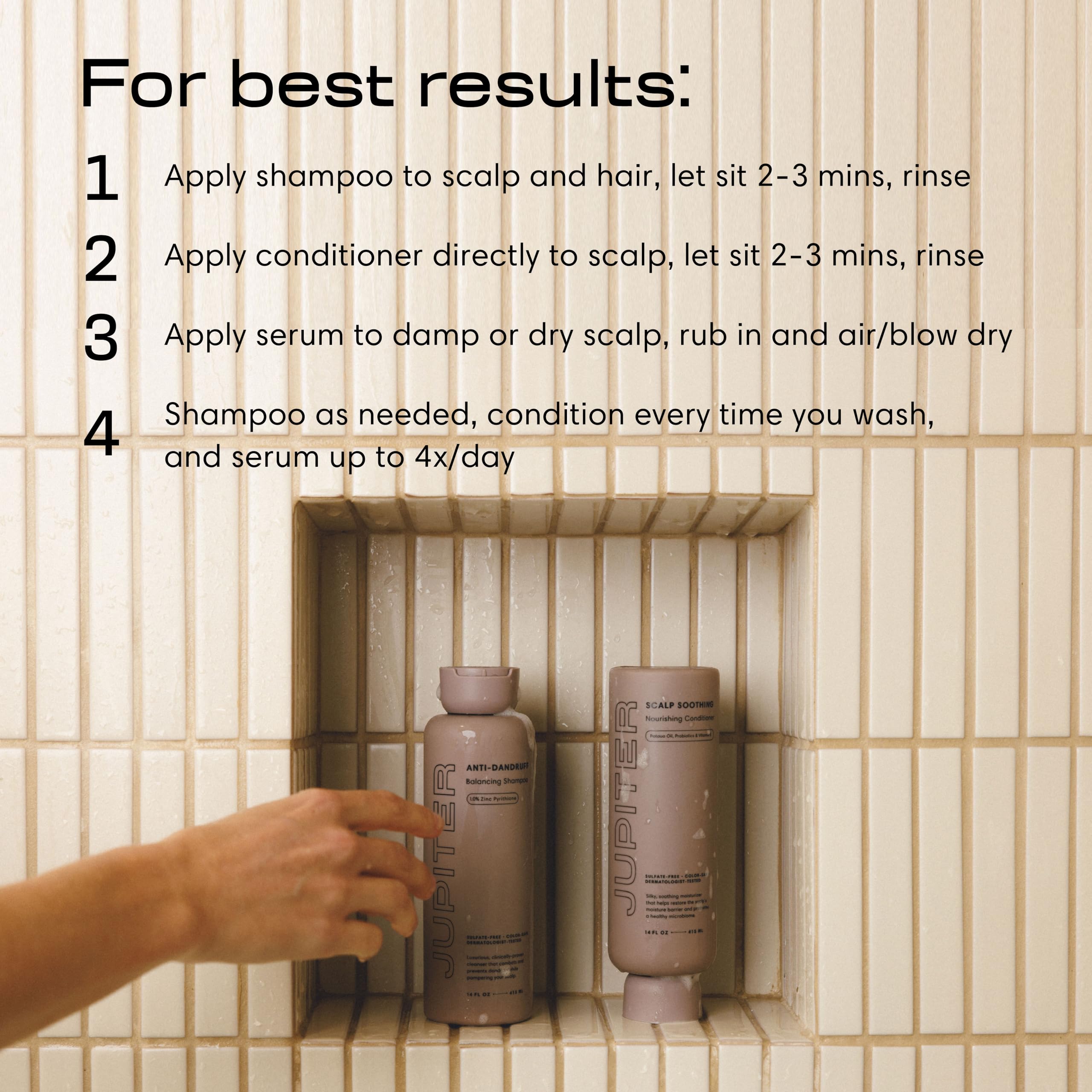 Jupiter Nourishing Conditioner application enhances moisture retention and natural shine.