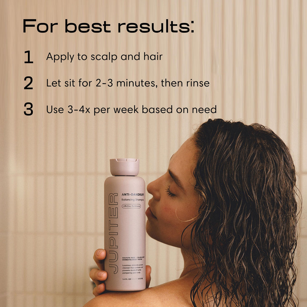 Shampoo bottle highlighting vanilla, lavender, and mint fragrance notes.