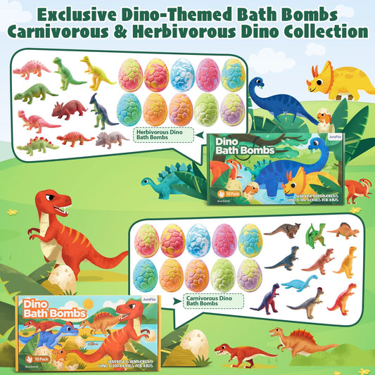 JuraFizz dino egg bath bomb releasing vibrant colors in the tub.