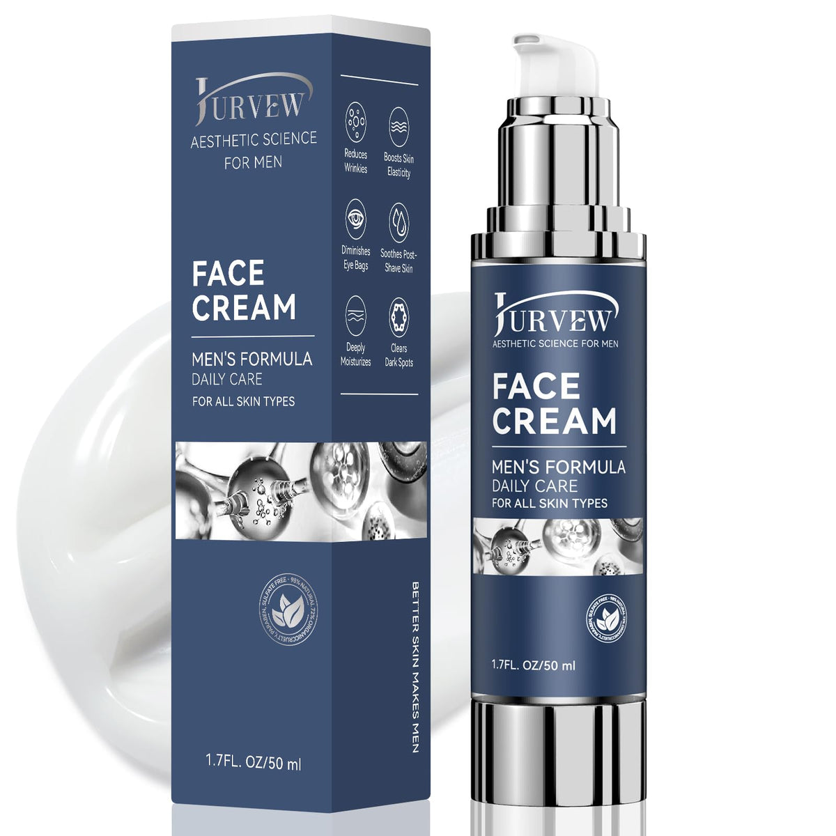 JURVEW 6-in-1 face cream bottle showcasing deep daily hydration.