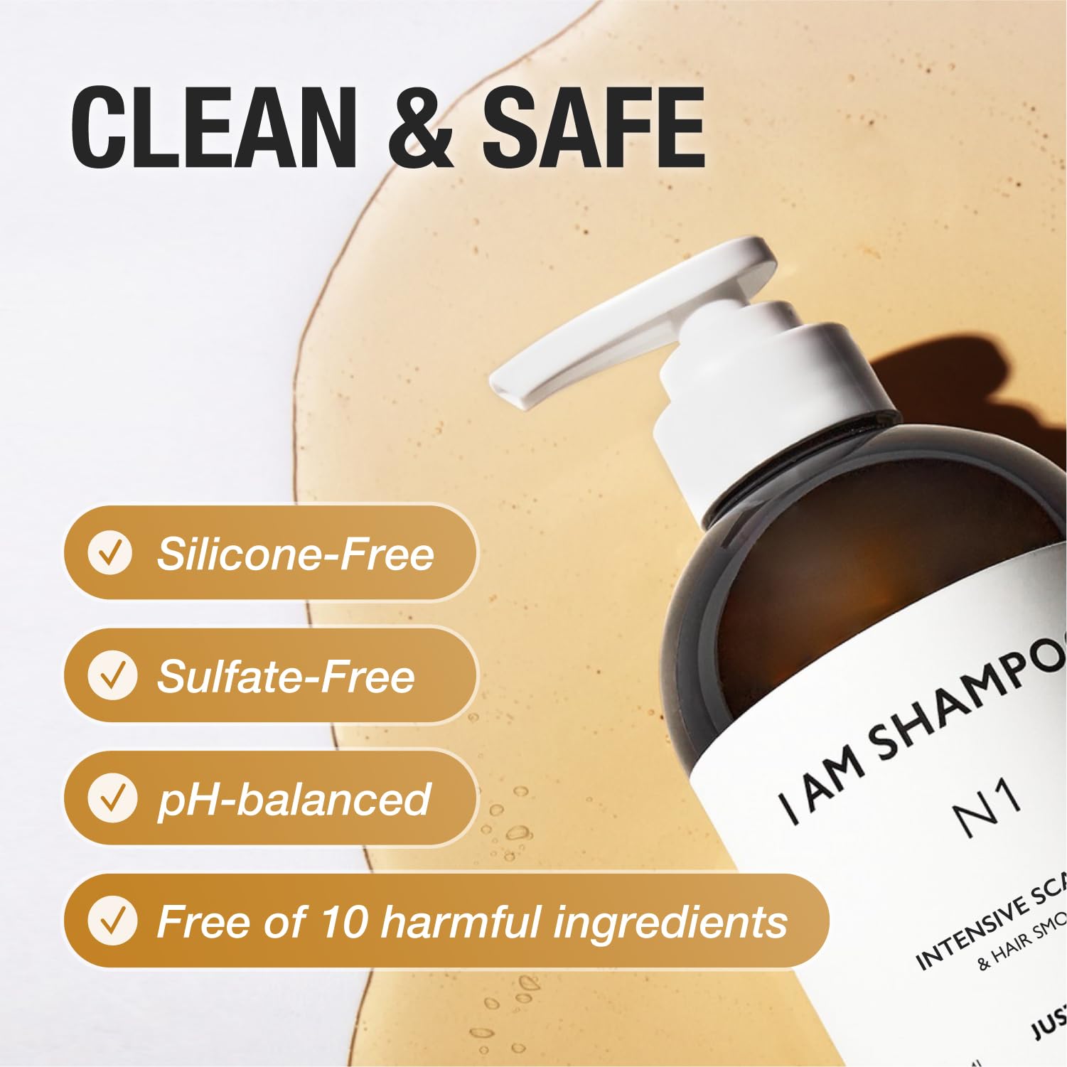 JUST AS I AM Shampoo N1 bottle with damp hair for manageability.