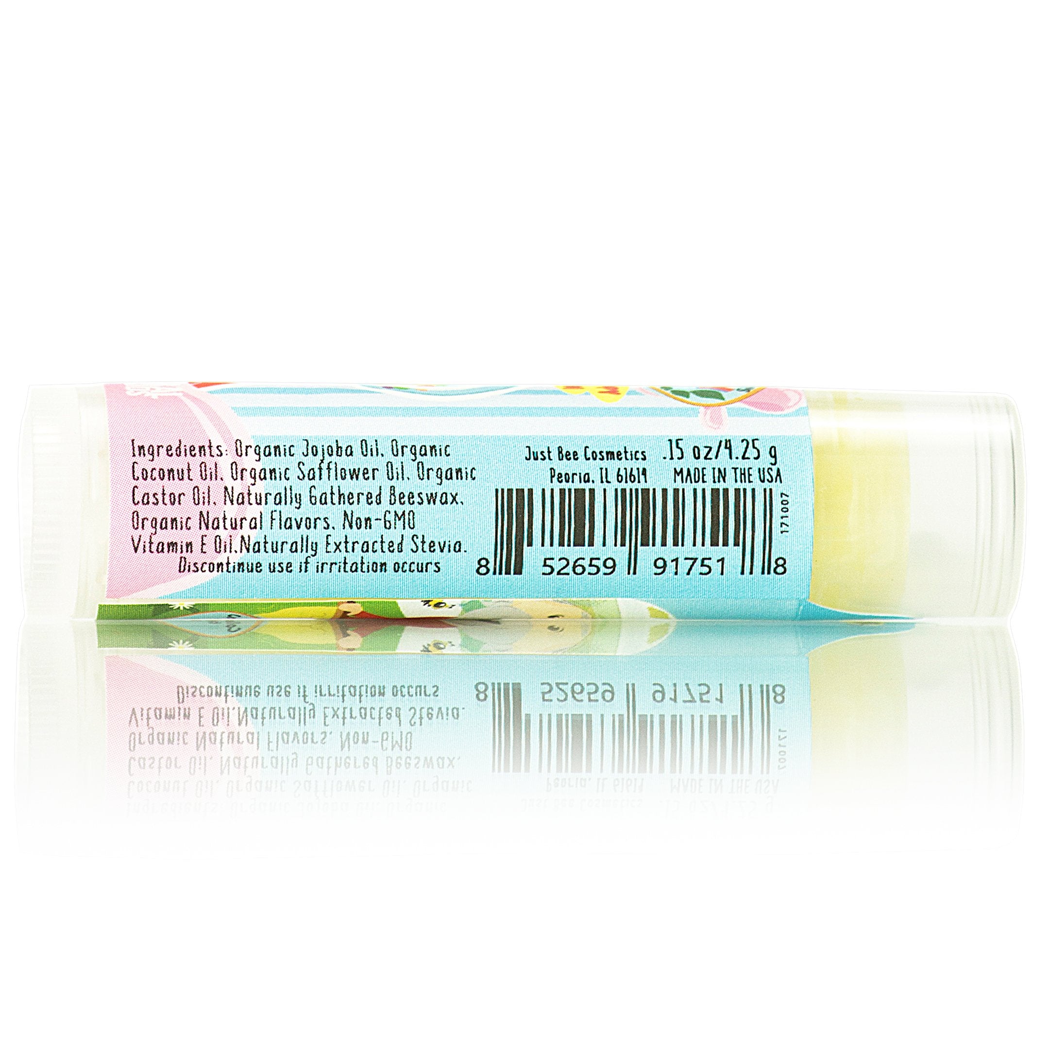 Just Bee Lappy Lips wiggly giggly grape lip balm, bright packaging