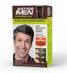 Just for Men Control GX shampoo bottle demonstrating gradual grey reduction potential