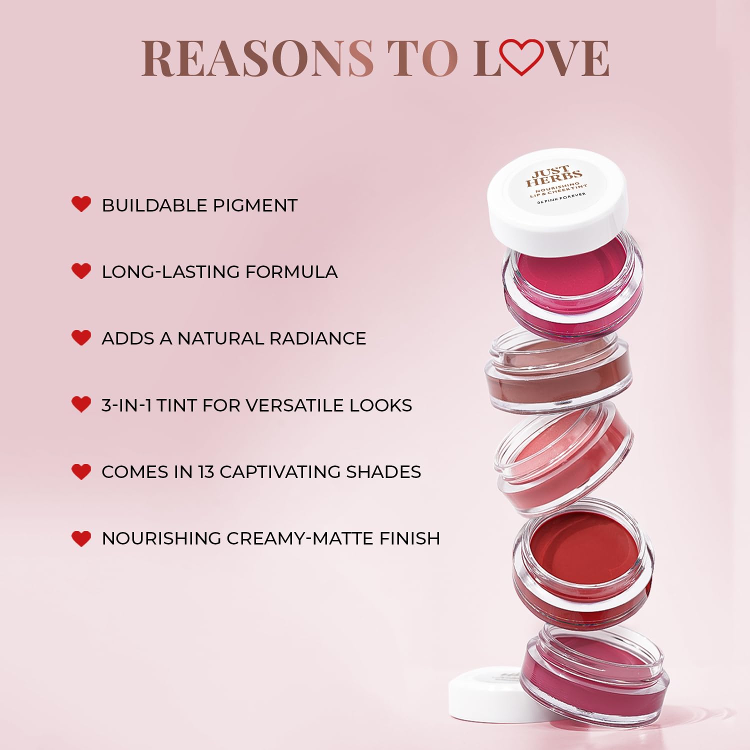 Just Herbs 3-in-1 tint on eyelids provides a subtle shimmer.