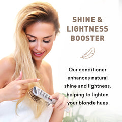 8 oz Just Nutritive Blonde Conditioner packaging displayed for home use.