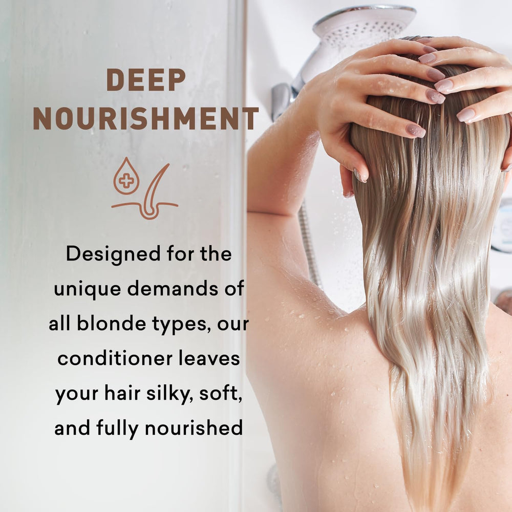 Shiny platinum hair after using Just Nutritive Blonde Conditioner.