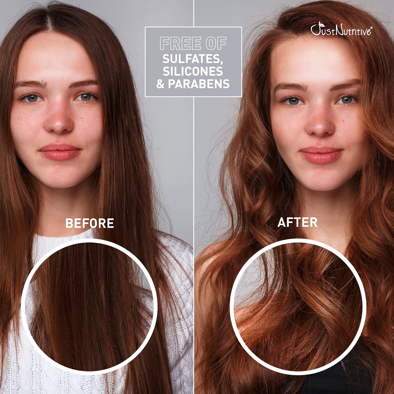 Just Nutritive Color Care Conditioner swatch reveals silky, detangled texture.