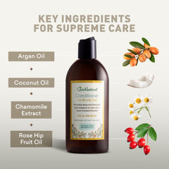 Pour action of Just Nutritive Conditioner capturing smooth application details.