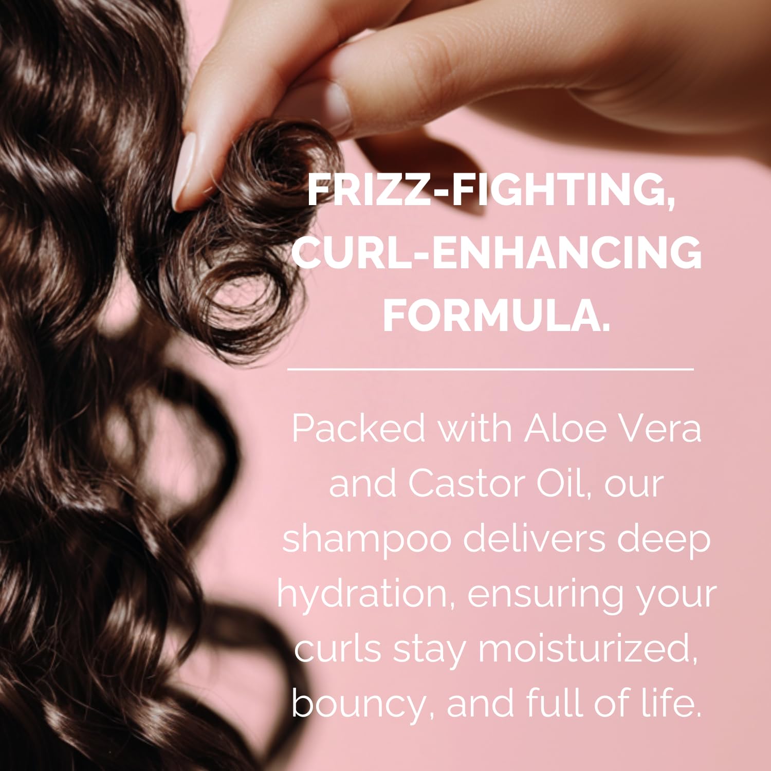 Just Nutritive Curly Shampoo curl texture close-up shows natural pattern and bounce