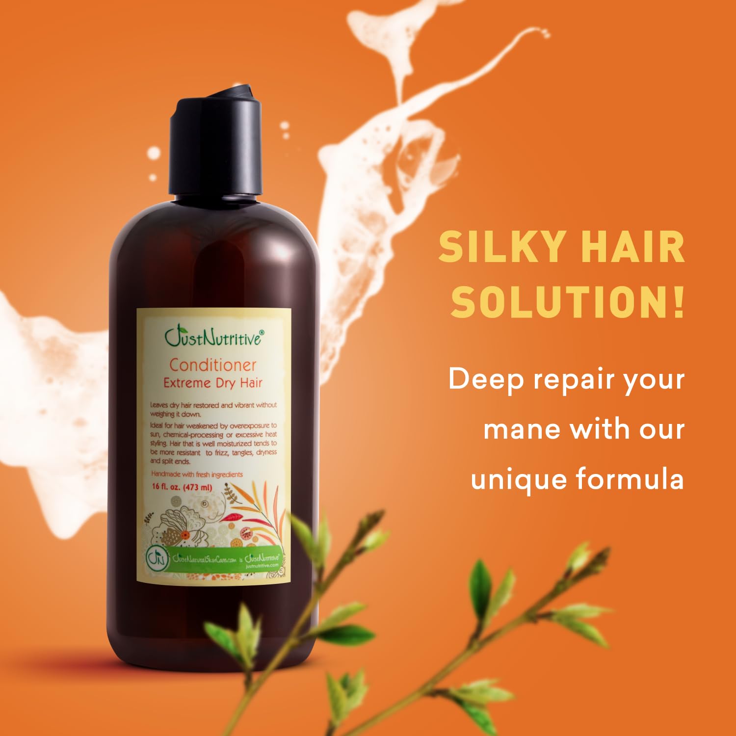 Just Nutritive Extreme Dry Hair Conditioner ingredients label focused on clean formula