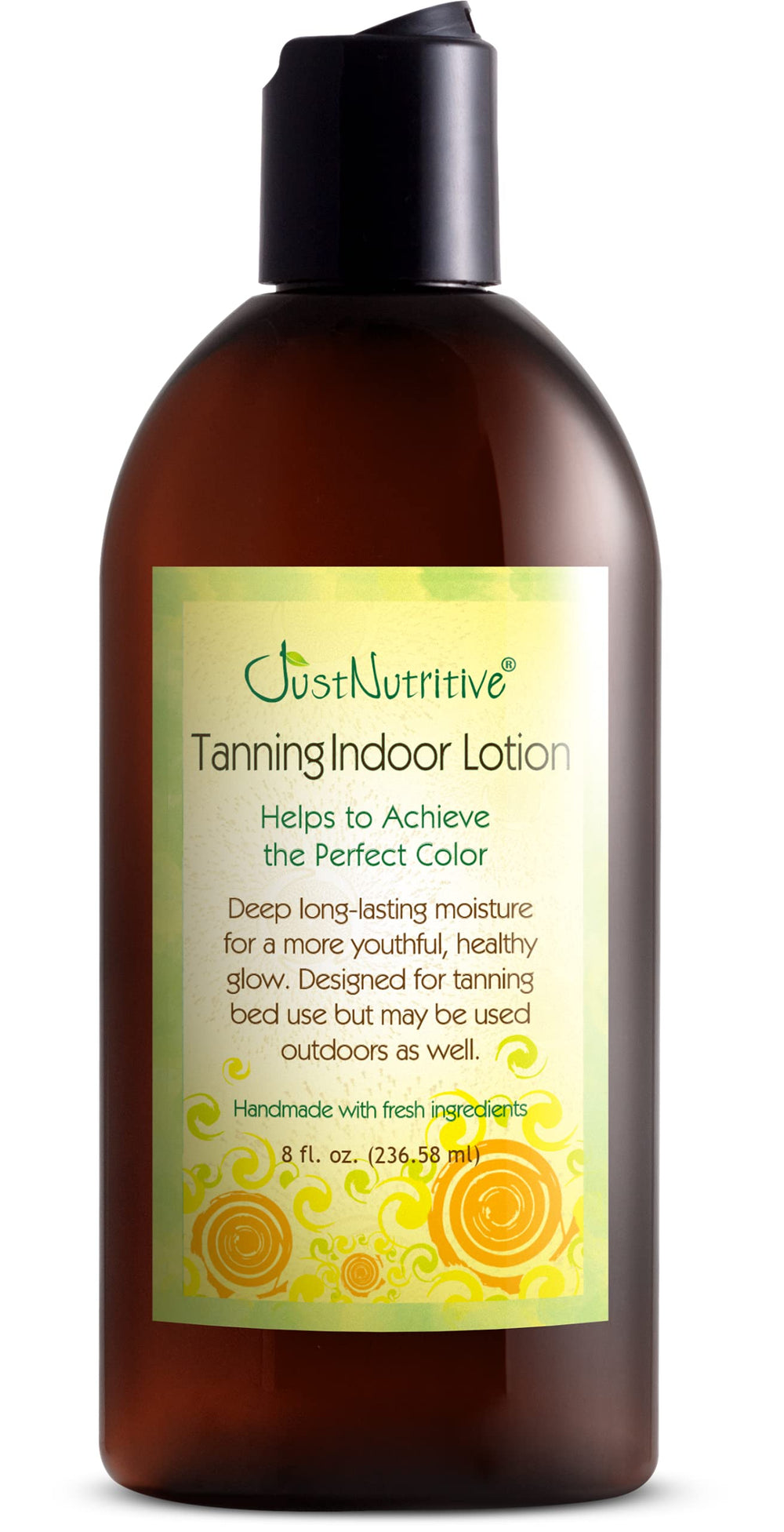 Just Nutritive indoor tanning lotion bottle for easy application and tan maintenance.