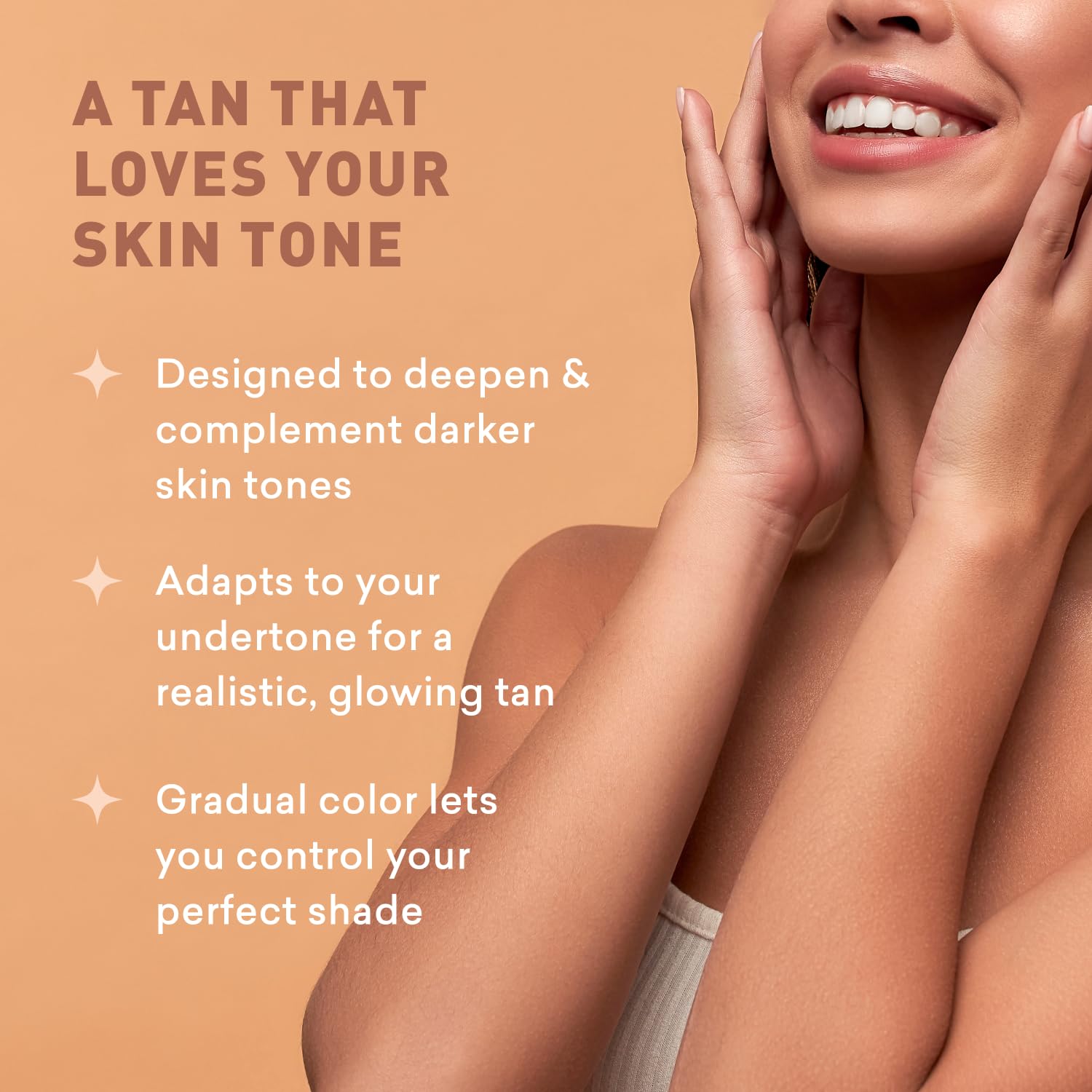 Just Nutritive Sunless Tanning Lotion Dark Tones texture swatch with rich moisturizing formula
