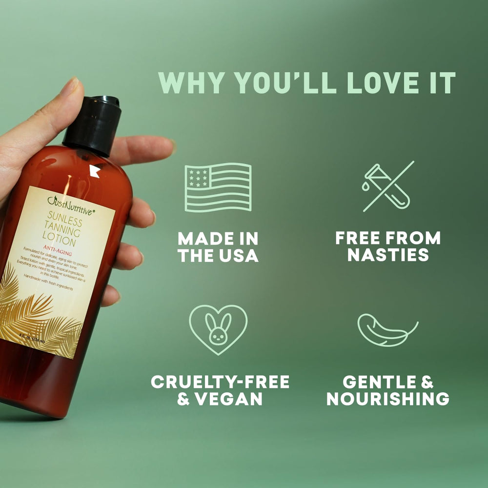 Just Nutritive sunless tanning lotion optimal skin hydration after application