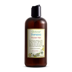 Just Nutritive Thicker Hair Shampoo bottle front view promotes fuller-looking hair