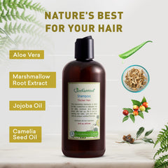 Just Nutritive Thicker Hair Shampoo wet hair close-up demonstrates cleansing action