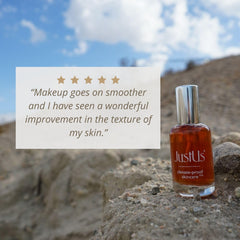 Just Us Tighten + Glow Serum Mist morning routine ready for daily use.