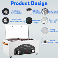JUSTHERE sterilizer temperature and time control close-up for precise cycles.
