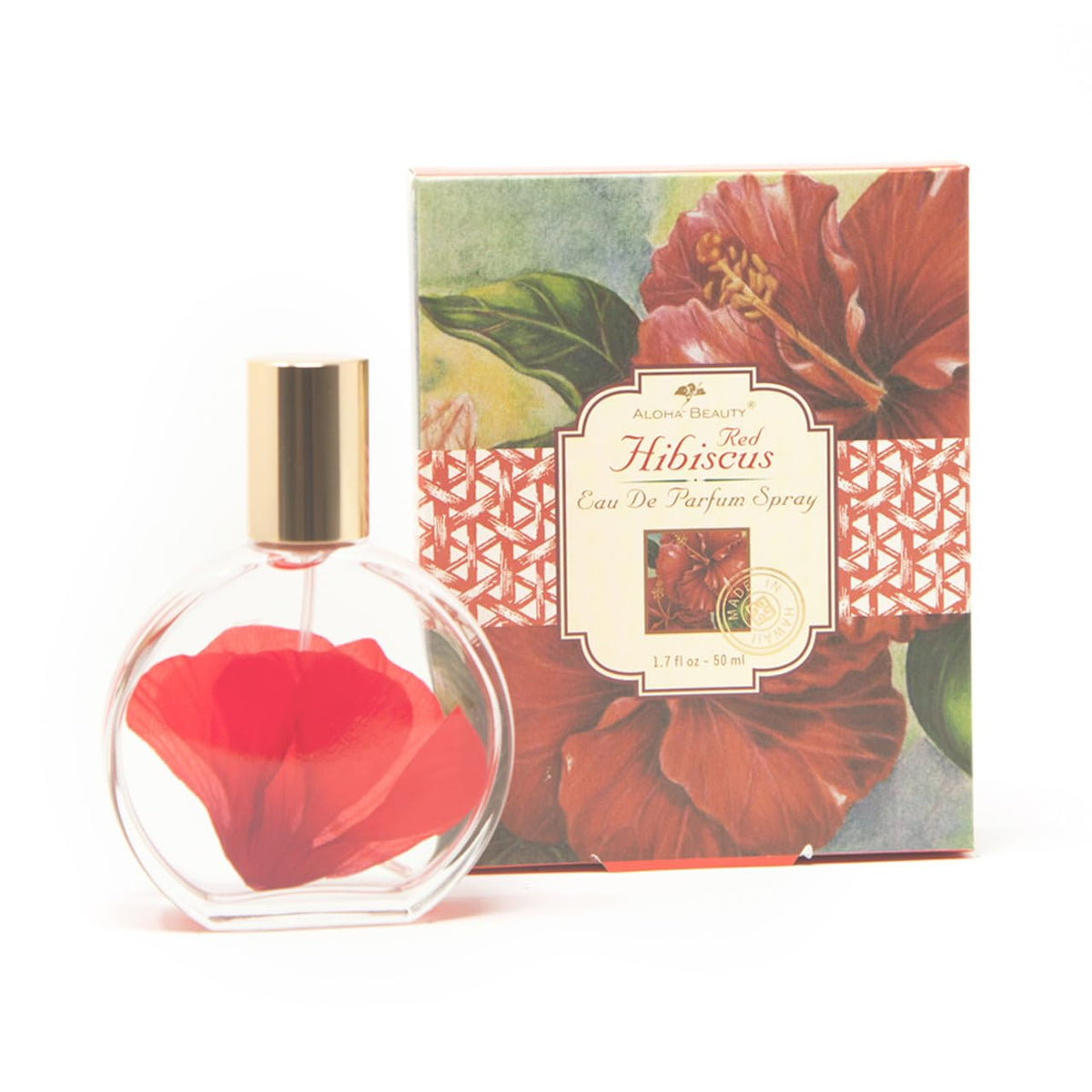 JUSTSWAGDDEEFF Aloha Beauty hibiscus EDP spray bottle for tropical daily wear and lasting fragrance.
