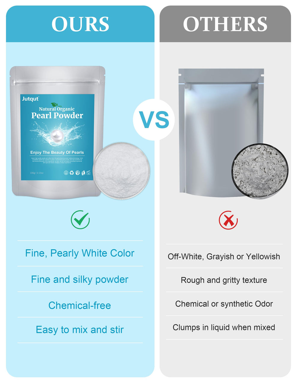 Jutqut Pearl Powder body-use demonstrates moisturization in lotion or tea.