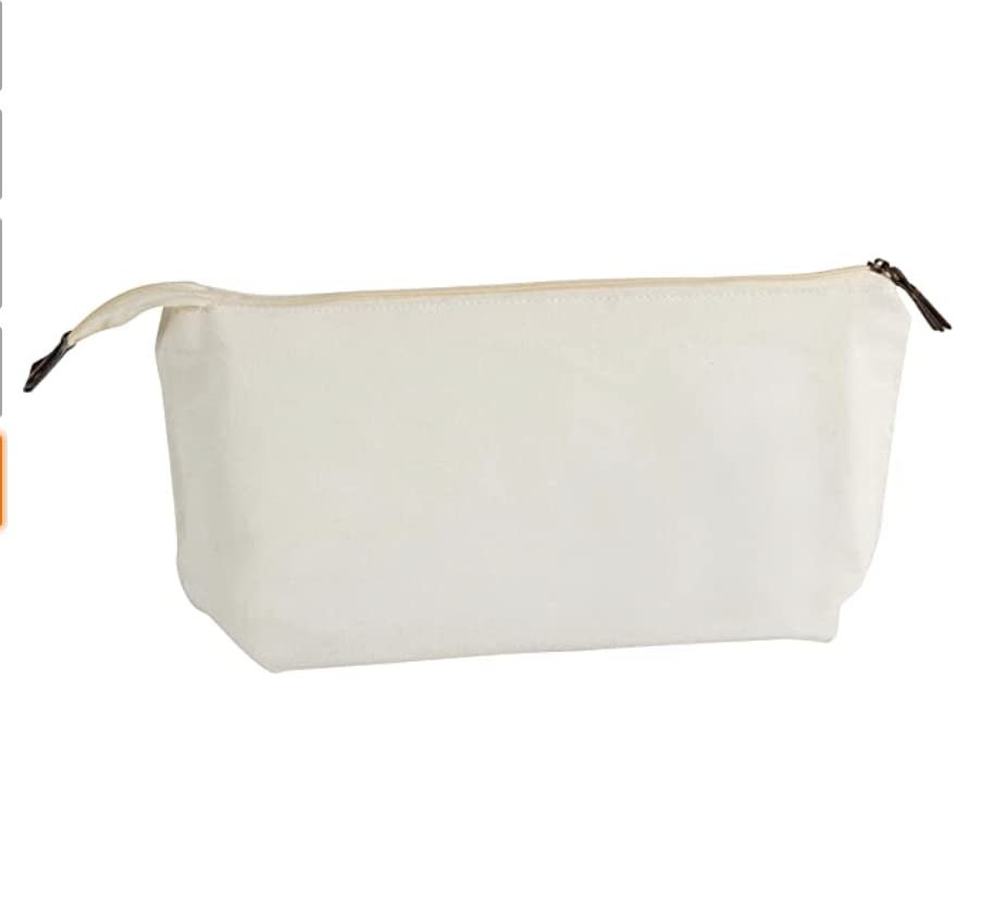 Juvale canvas makeup bag in hand shows portable travel companion.