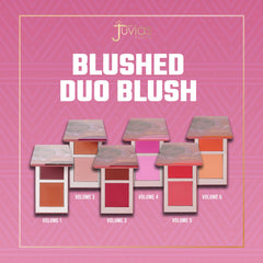 Juvia's Place Blushed Duo two-shades swirl demonstrates buildable color for day-to-night looks.