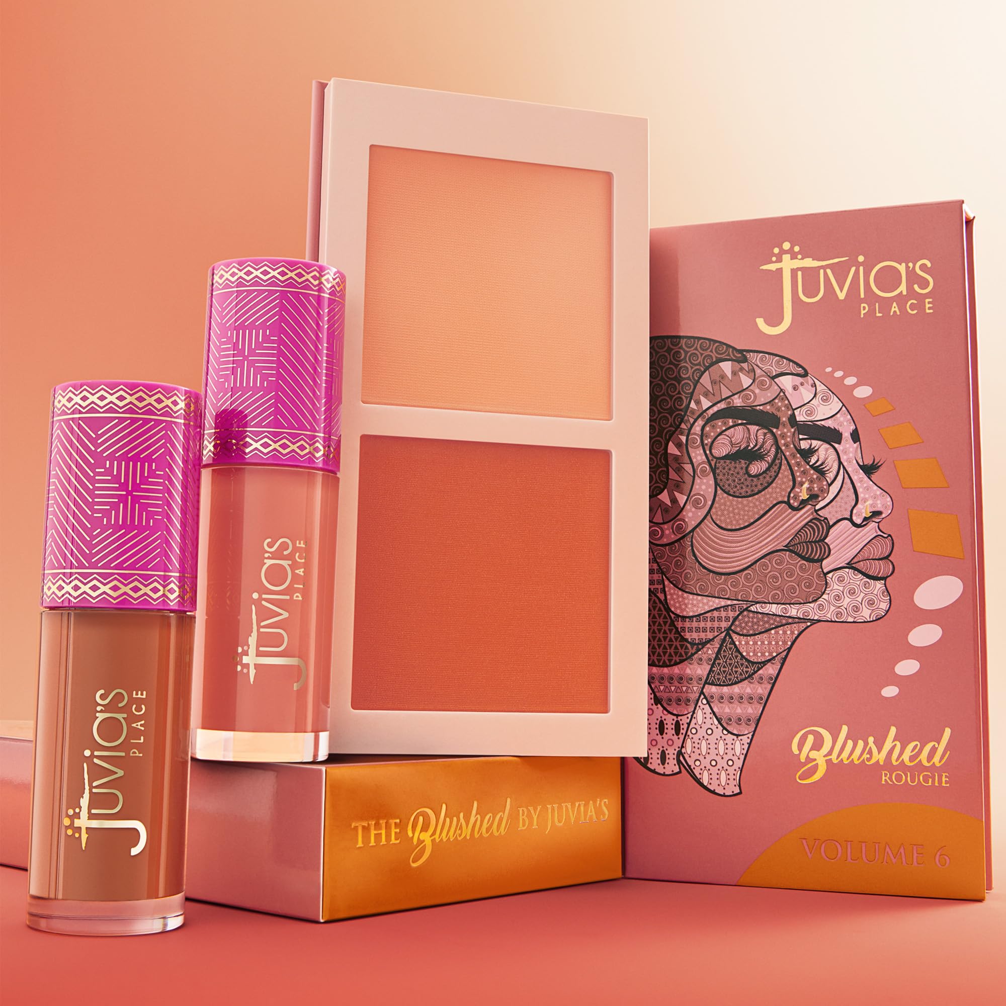 Juvia's Place Blushed Duo Volume 3 compact with two-tone shades on display.