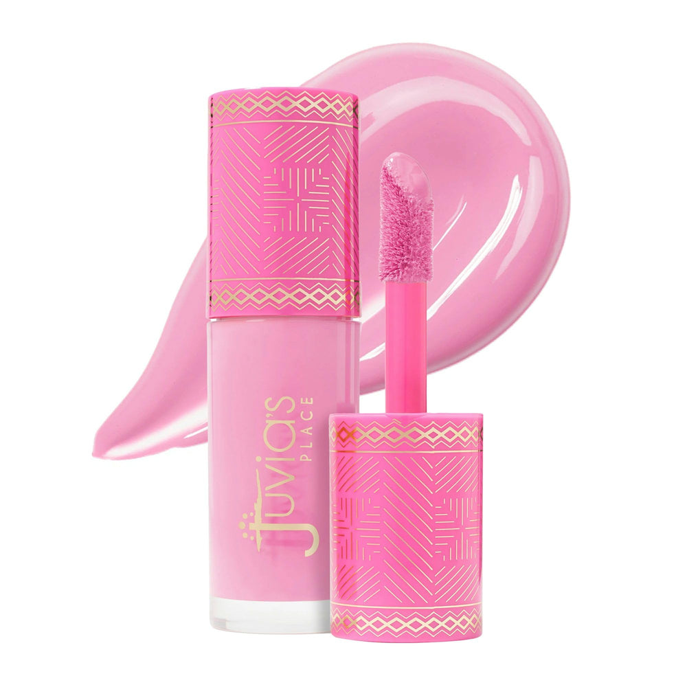 Juvia's Place Blushed Liquid Blush BlushLily bottle pour shows easy blend and dewy finish.