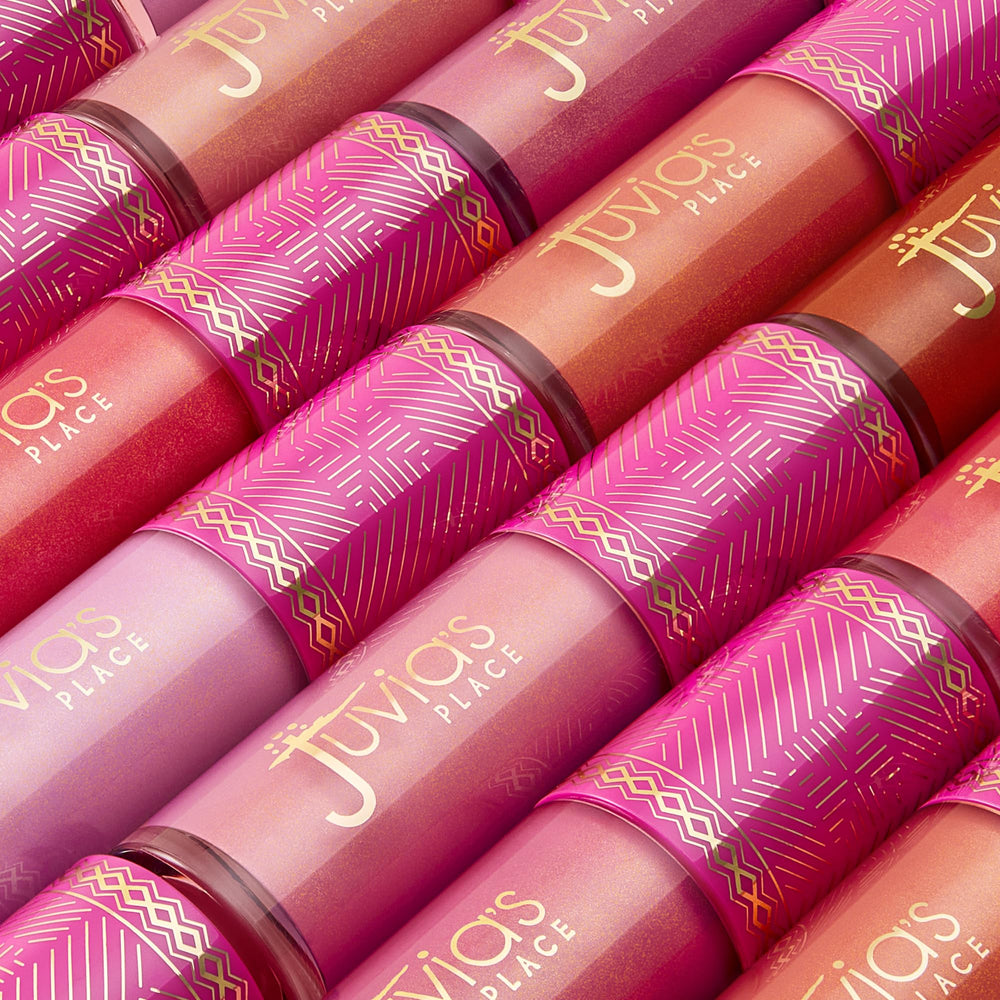 Juvia's Place packaging-box elegantly showcases Soft Tulip Glow shade and brand heritage.