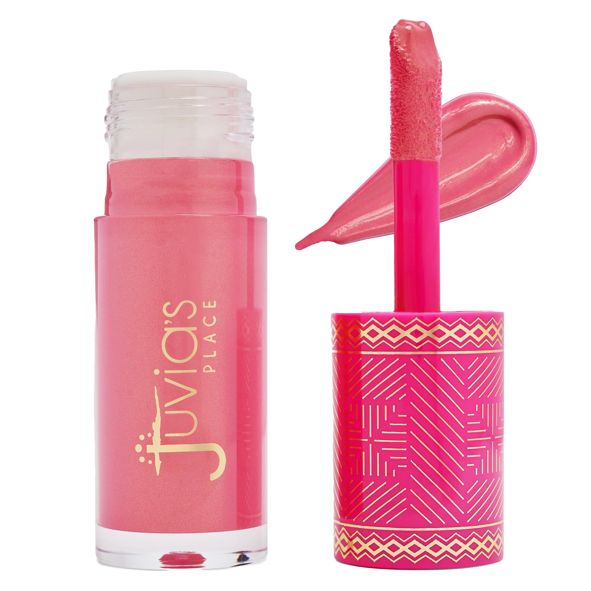 Juvia's Place Blushed Liquid BlushLighter Rosey Posey Glow bottle with luminous color on display