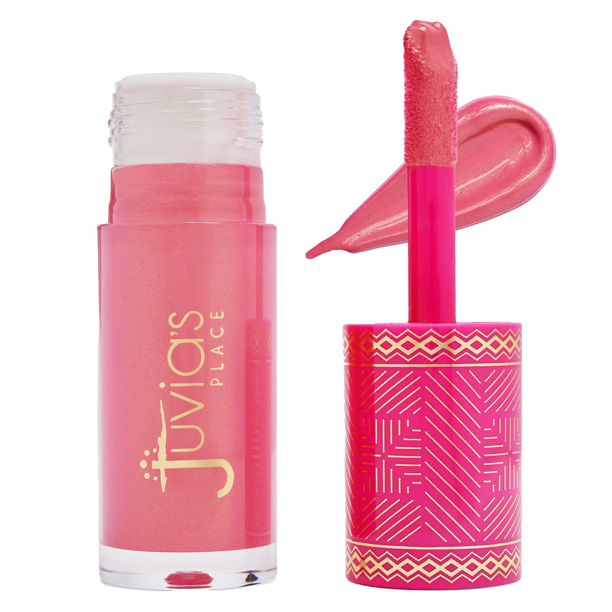 Juvia's Place Blushed Liquid BlushLighter Rosey Posey Glow bottle with luminous color on display